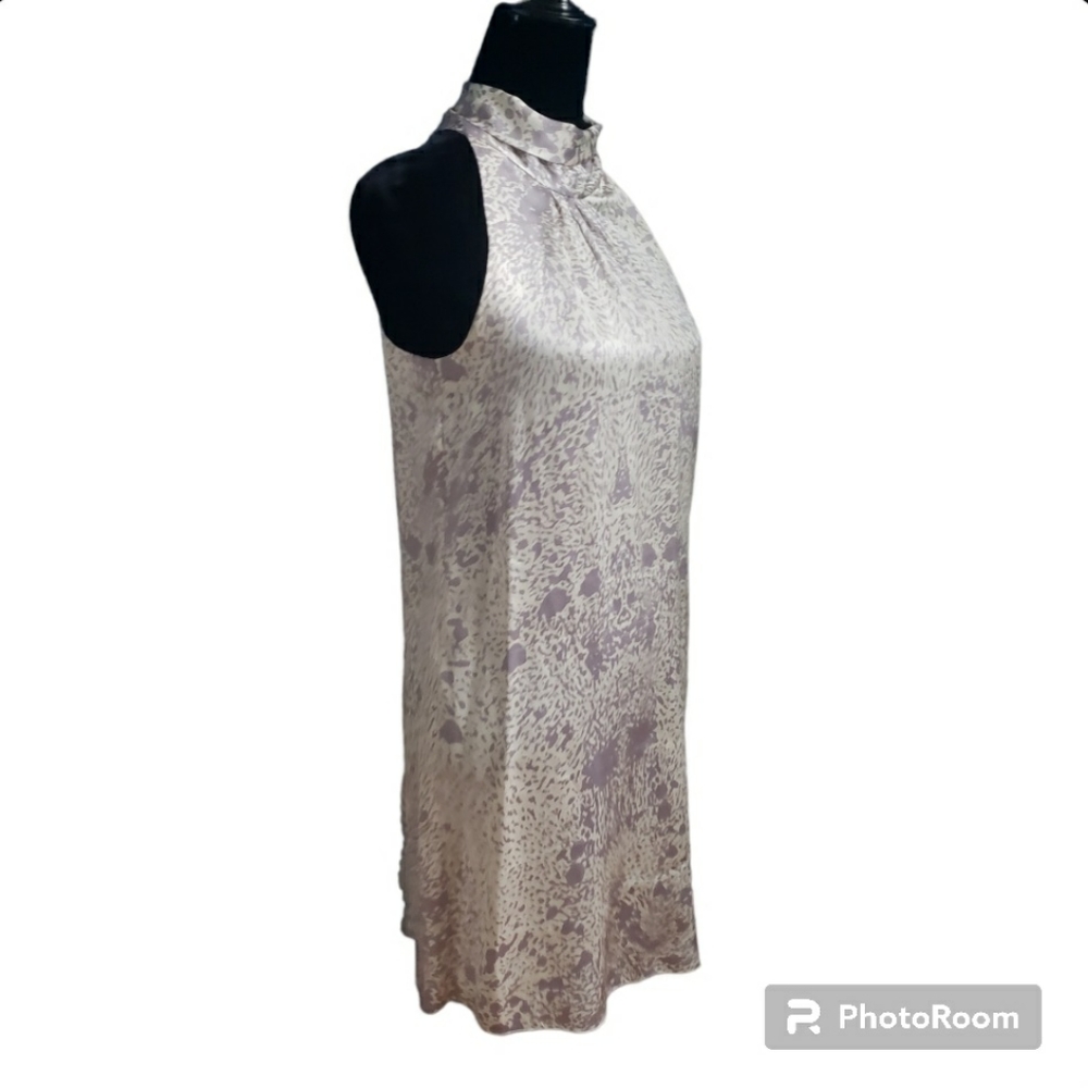 Le Mont St Michel | Silk Dress Lavender and Cream Women’s Size 38 (Medium)